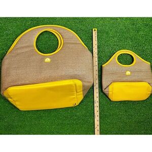 IGLOO‎ Cooler Bag Matching Insulated Beach Bag Tote Yellow Grass Straw Lunchbox